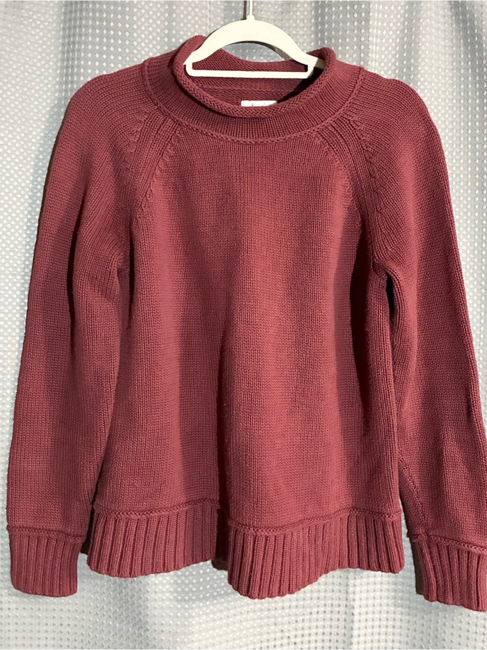 LL Bean Signature Classic Roll Neck Sweater Sz M Rust /Red Thick Wardrobe Staple